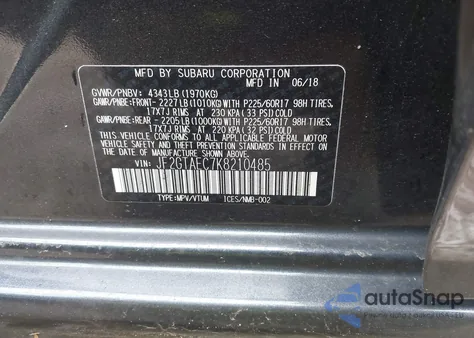 2019 Subaru Crosstrek 2.0I Premium из США, поврежденный, VIN JF2GTAEC7K8210485